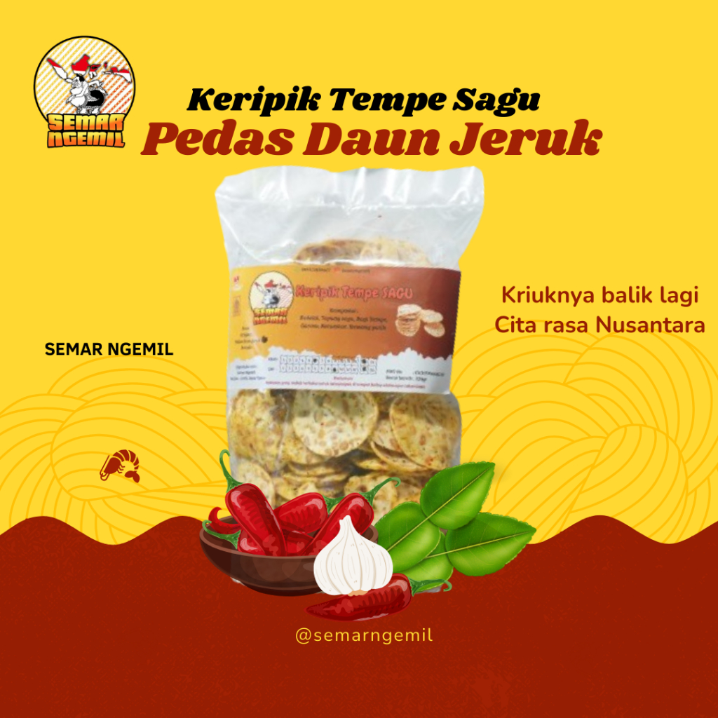 

Keripik tempe sagu oven 220 gram varian rasa pedas daun jeruk