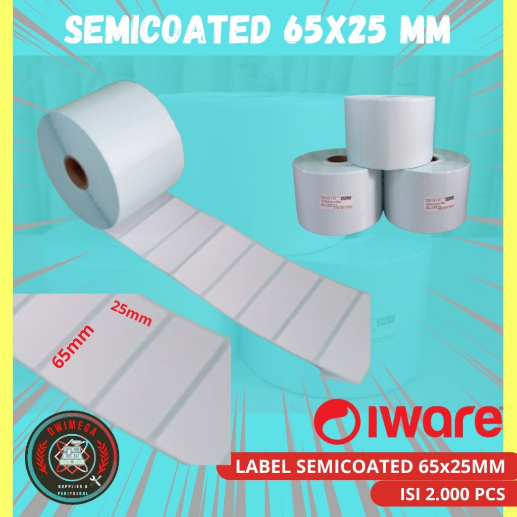 

Label Ukuran 65x25mm Semicoated/Stiker Label Barcode/isi 2.000 pcs