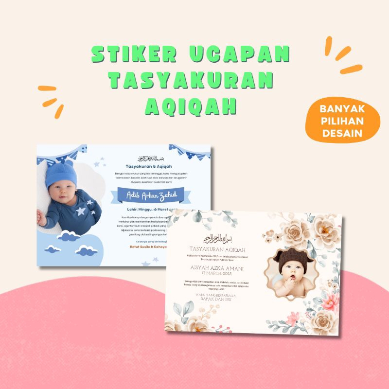 

Stiker atau Kartu Box nasi / kota nasi Ucapan Tasyakuran Aqiqah