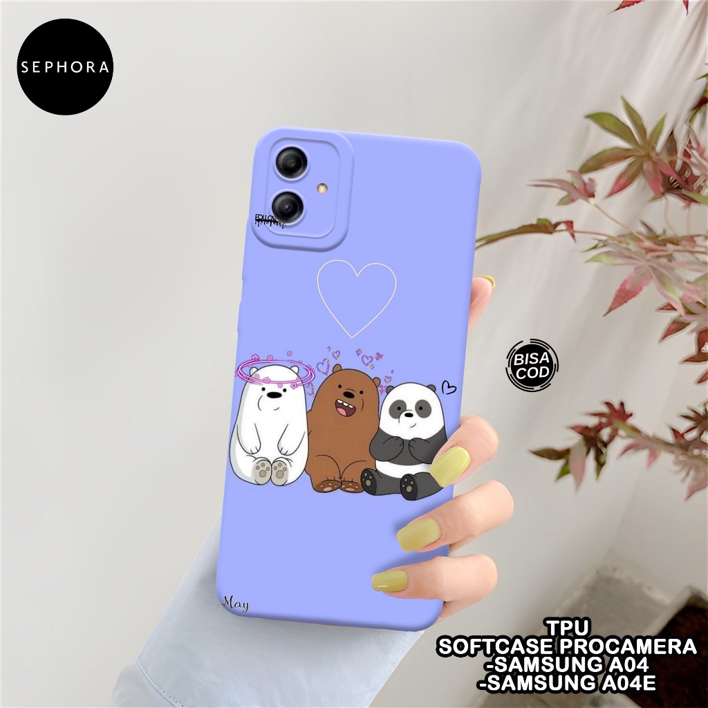 SEPHORA Case Samsung A04 / A04E - Fashion Case Bear - Softcase Samsung A04 / A04E - Case Pro Camera 