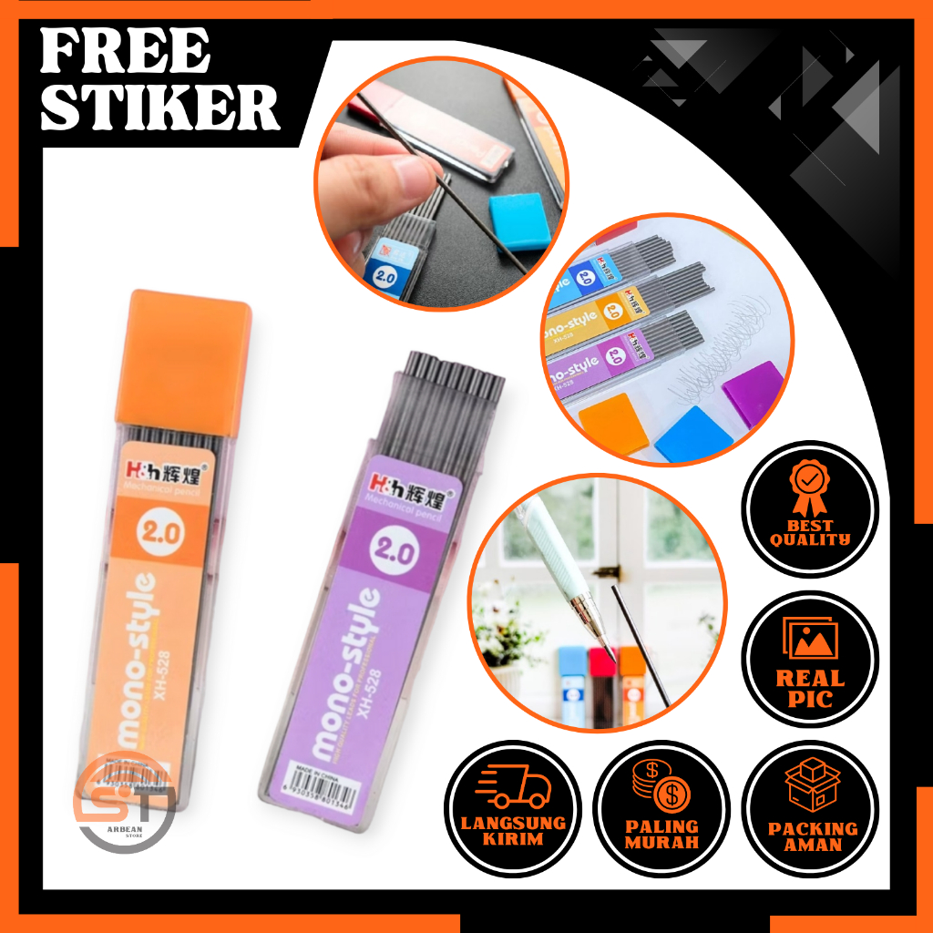 

1PCS Isi Ulang Refill Pensil Mekanik 2B Ukuran 2.0mm Isi 9 Batang Peralatan Sekolah Alat Tulis Refil Besar Pencil Mechanical Tube A197