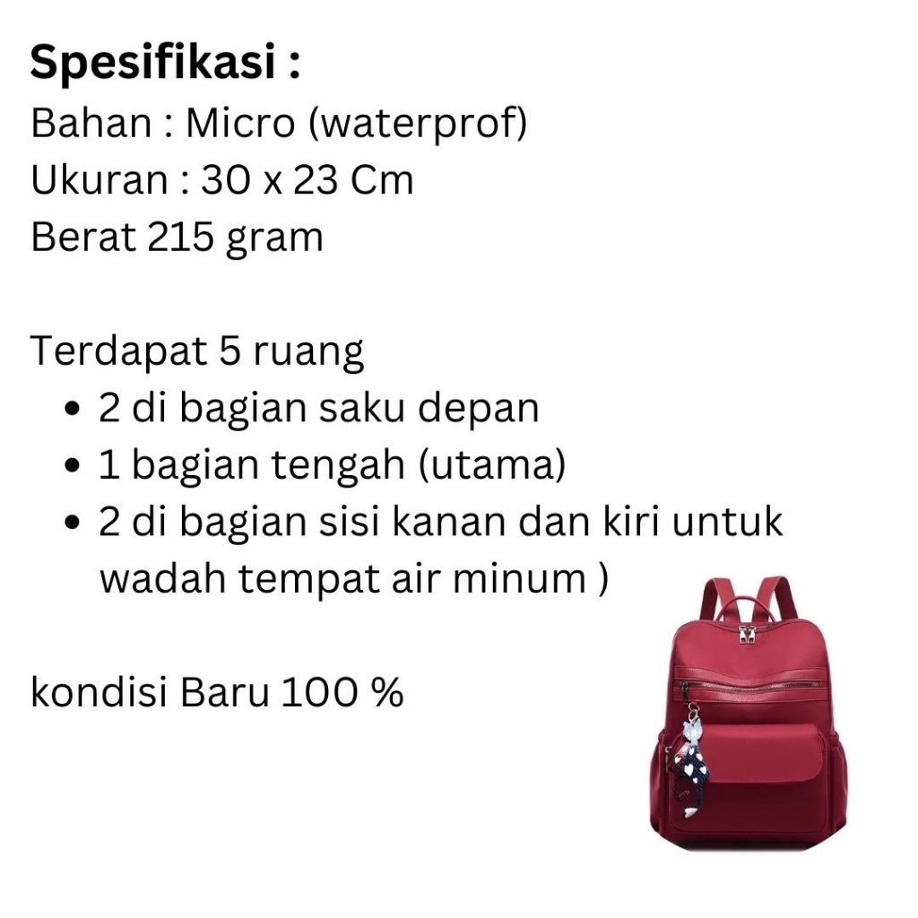 DISKON Tas Gendong Kecil Wanita Lucu Mini Backpack Tas Punggung Remaja Waterproof Stylish DISKON