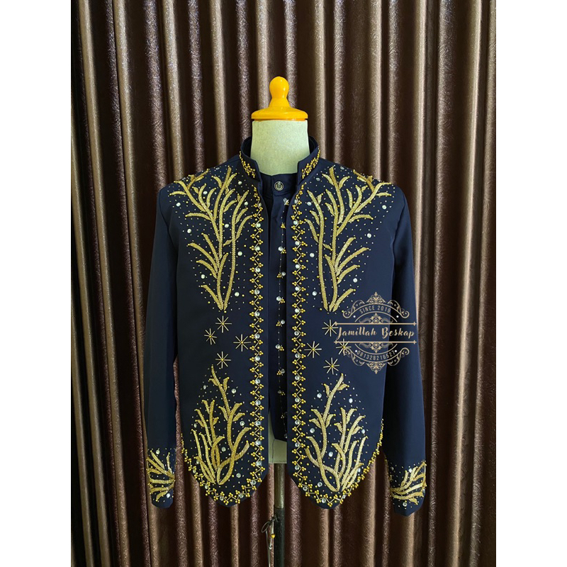 Beskap pengantin pria || Beskap pengantin jawa solo || Beskap pengantin navy peyet gold || Beskap so