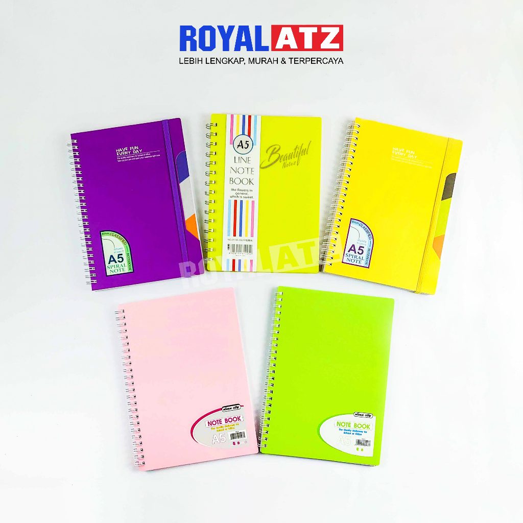 

Notebook Spiral / Note Spiral Ukuran A5 Bergaris