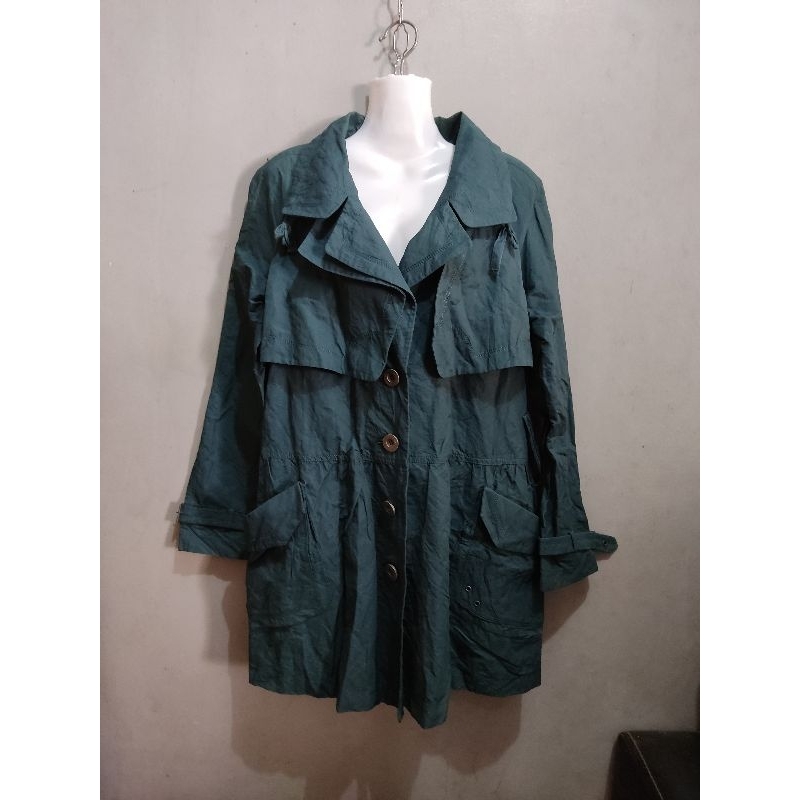 preloved coat warna hijau botol ld105 pj81