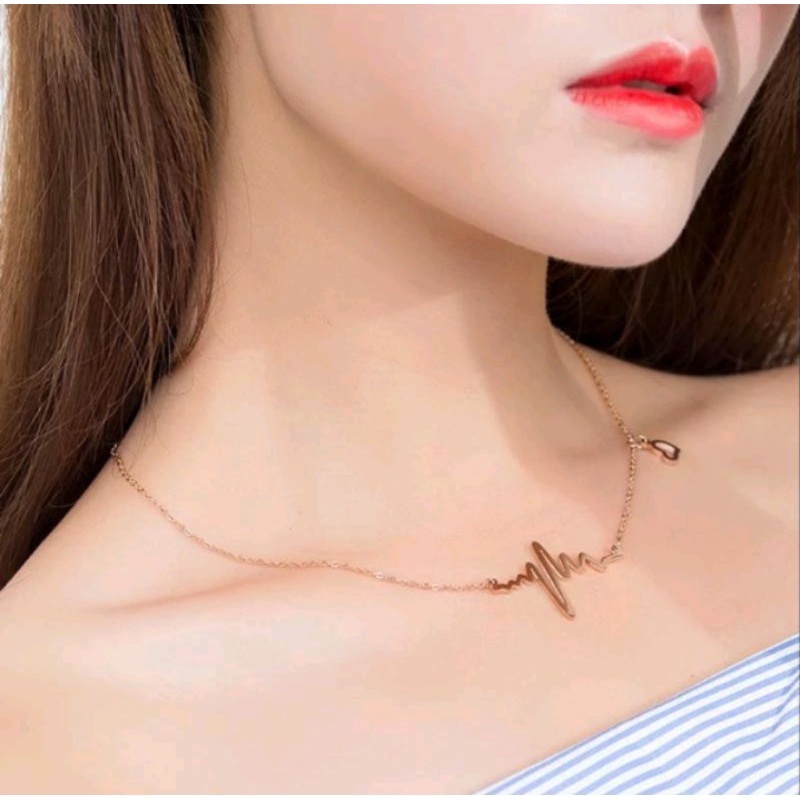 Kalung Liontin Rantai Model Detak Jantung