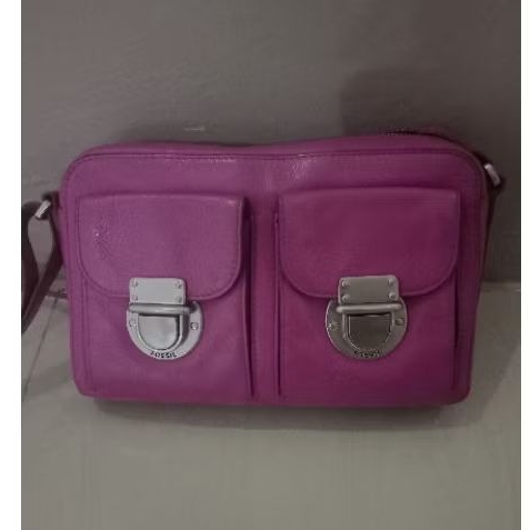 tas Fossil fosil ocil slingbag magenta ungu pink preloved pl second bekas