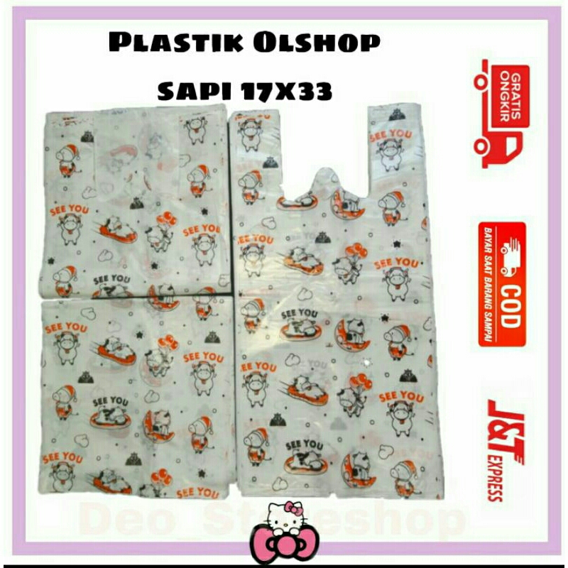 [ COD ] BARU KANTONG PLASTIK OLSHOP 17X33 KRESEK MOTIF SAPI