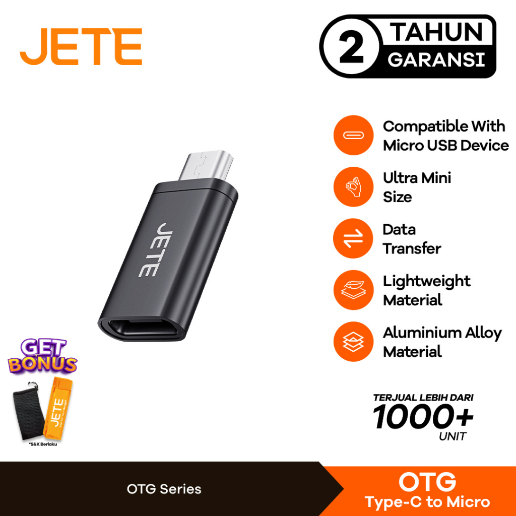 OTG JETE Type C to Micro - Garansi 2 Tahun