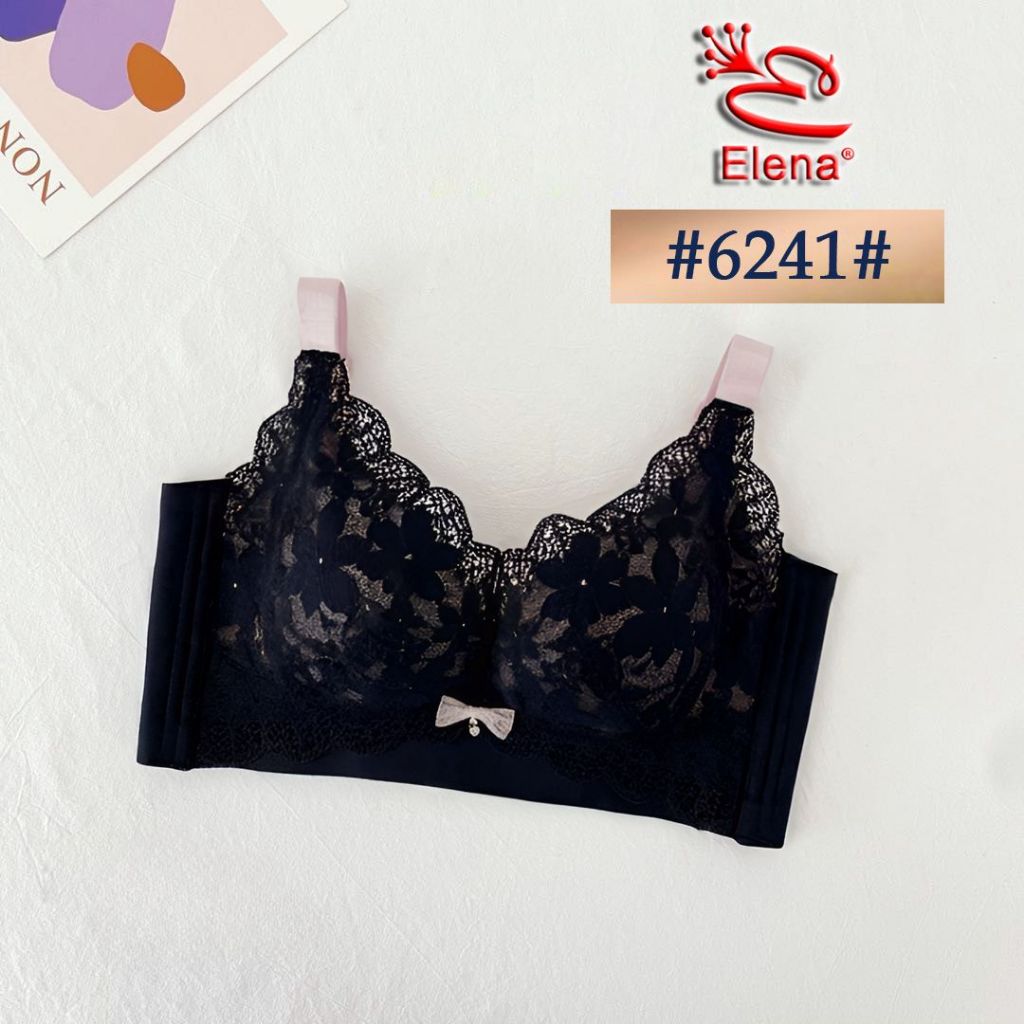 Elena E 86241 Bra Push Up Renda Tanpa Kawat Brokat Busa Tebal Cup B Kait 4 Bh Wanita 36B - 40B