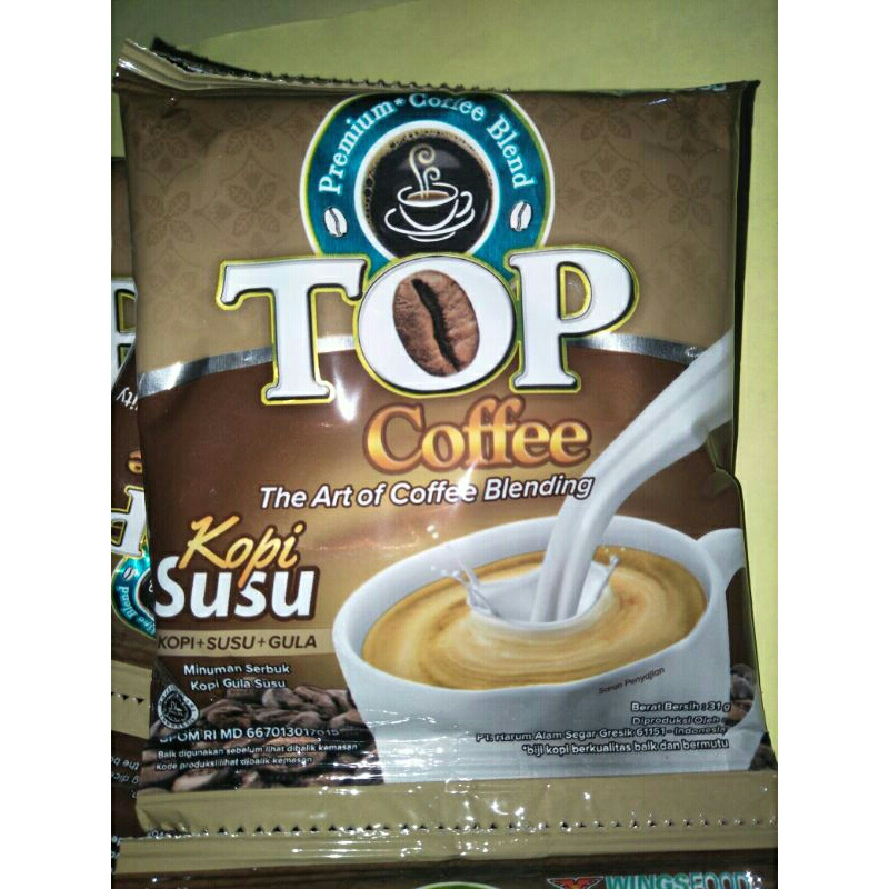 

TOP COFFEE SUSU ( KOPI + SUSU +GULA) ISI 12 SACHET@31GR-TOP KOPI SUSU