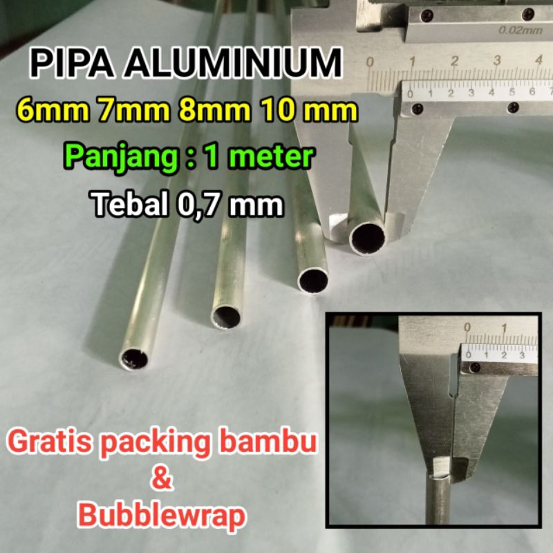 PIPA ALUMINIUM 6MM 7MM 8MM 10MM 1 meter