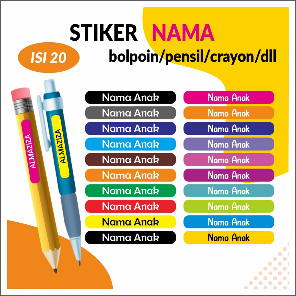 

Stiker label untuk alat tulis anak sekolah anti air waterproof
