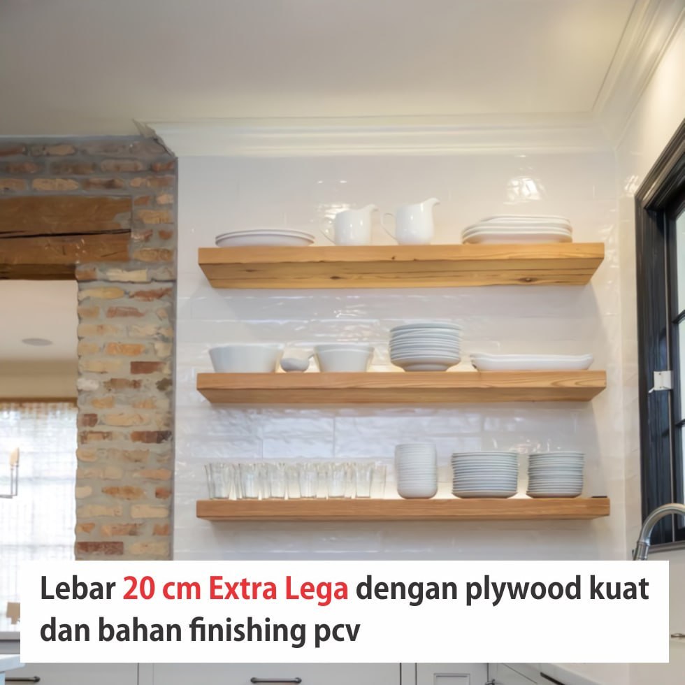 Rak Ambalan Dinding Minimalis aesthetic Panjang 60 cm Kayu Kamar Mandi Dapur Serbaguna Lebar 20 cm