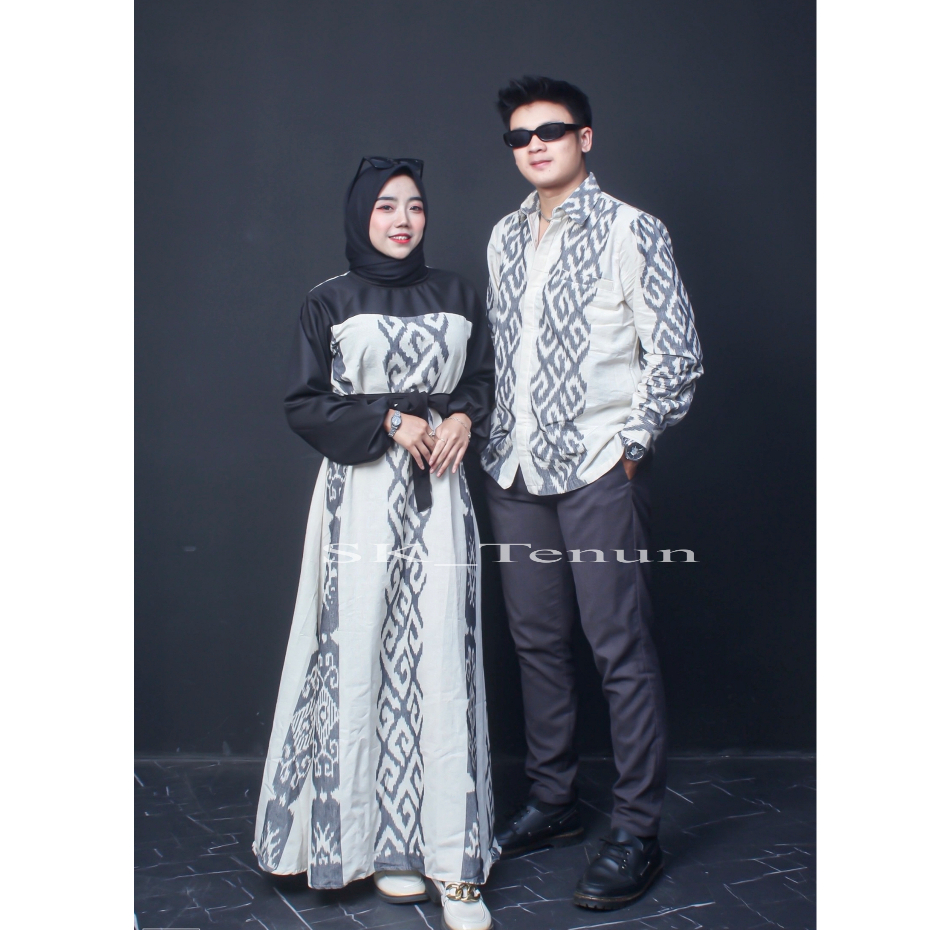 GAMIS COUPLE TENUN KONDANGAN PREWEDDING SHASYA PUTIH BAJU PASANGAN KELUARGA
