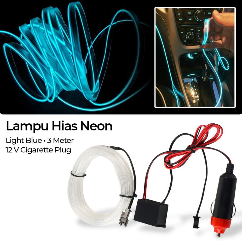 Lampu Hias Selang LED Strip Neon Flex Custom Mobil Interior Panjang 3 Meter