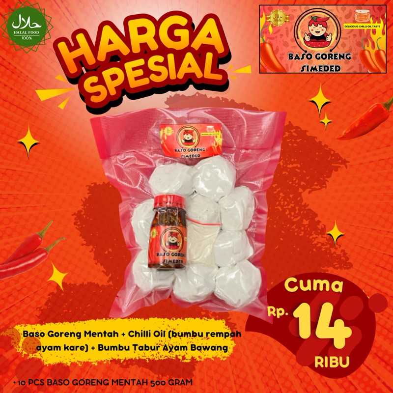 

READY STOCK BASRENG MENTAH KEMASAN VAKUM ISI 10 PCS 500 GRAM + BUMBU CHILLI OIL REMPAH KARE KHAS SIMEDED