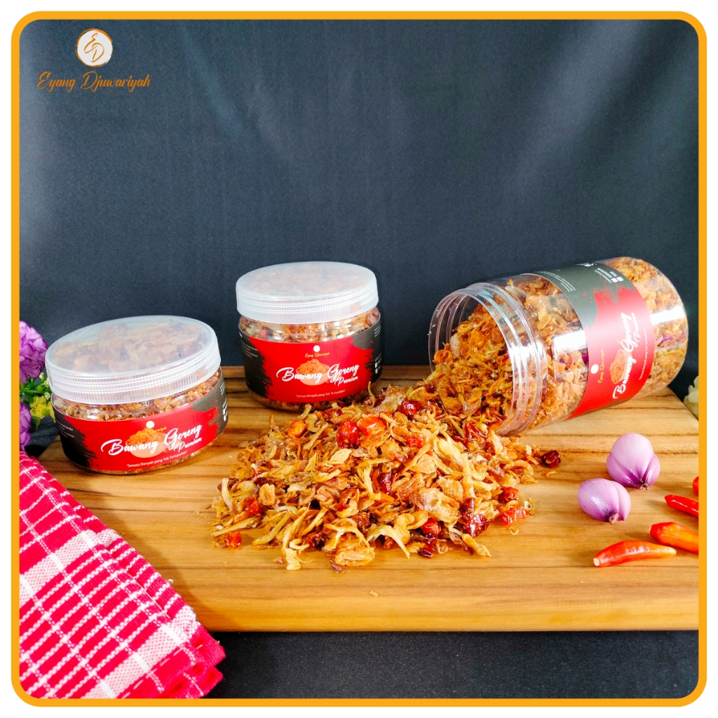 

Bawang Goreng Premium Eyang Djuwariyah A+++ (200g Teri Pedas), Murni Tanpa Tepung, Gurih dan Renyah