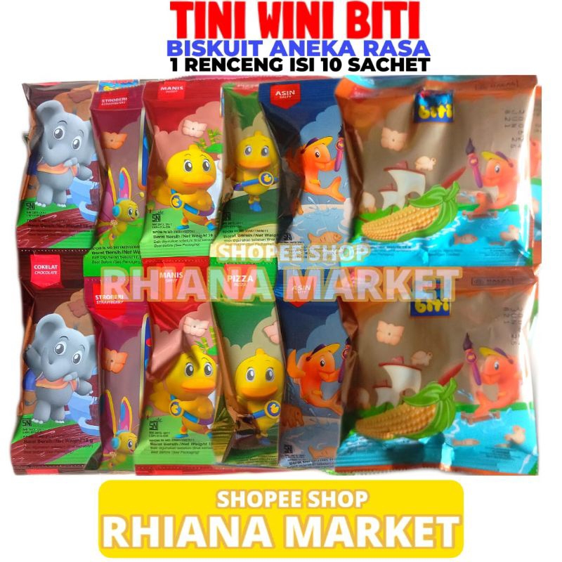 

Biskuit Tini Wini Biti Kemasan Rencengan 1 Renceng Isi 10 Sachet