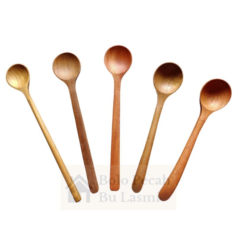 Sendok Bulat Korea / Sendok Kayu Korea Termurah / Sendok Korea Mukbang / Sendok Kayu Jati Aneka Moti