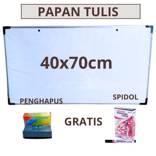 

Papan tulis whiteboard 2 sisi (hitam & putih) 40cm x 70cm gratis spidol dan penghapus