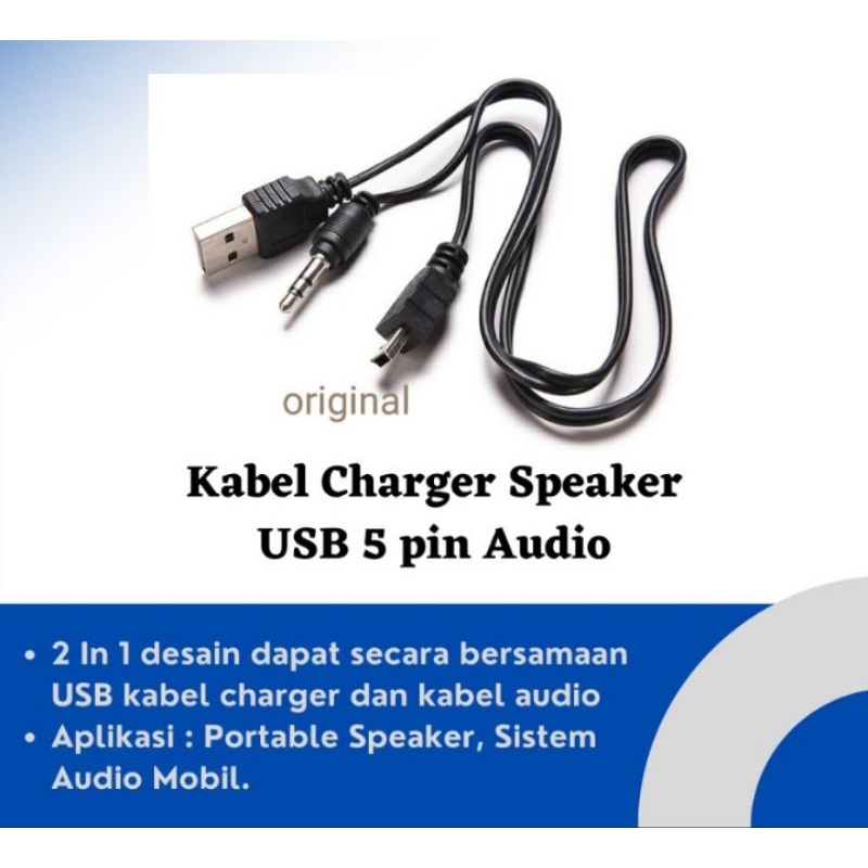 Kabel Charger Speaker Audio 2 in 1 Kabel aux plus USB