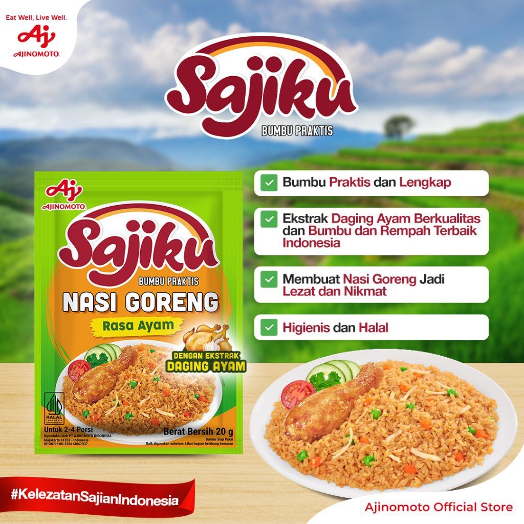 

PROMO SAJIKU NASI GORENG RASA AYAM 20 GRAM 1PCS BUMBU RACIK INSTAN