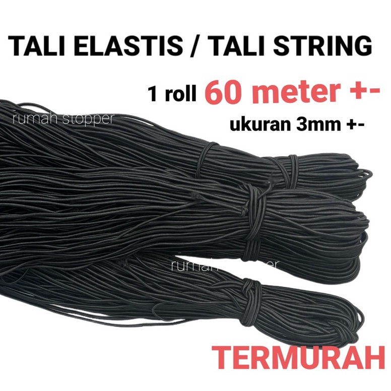 

Tali elastis hitam tali string tali karet 3mm 6meter KODE Z3M1