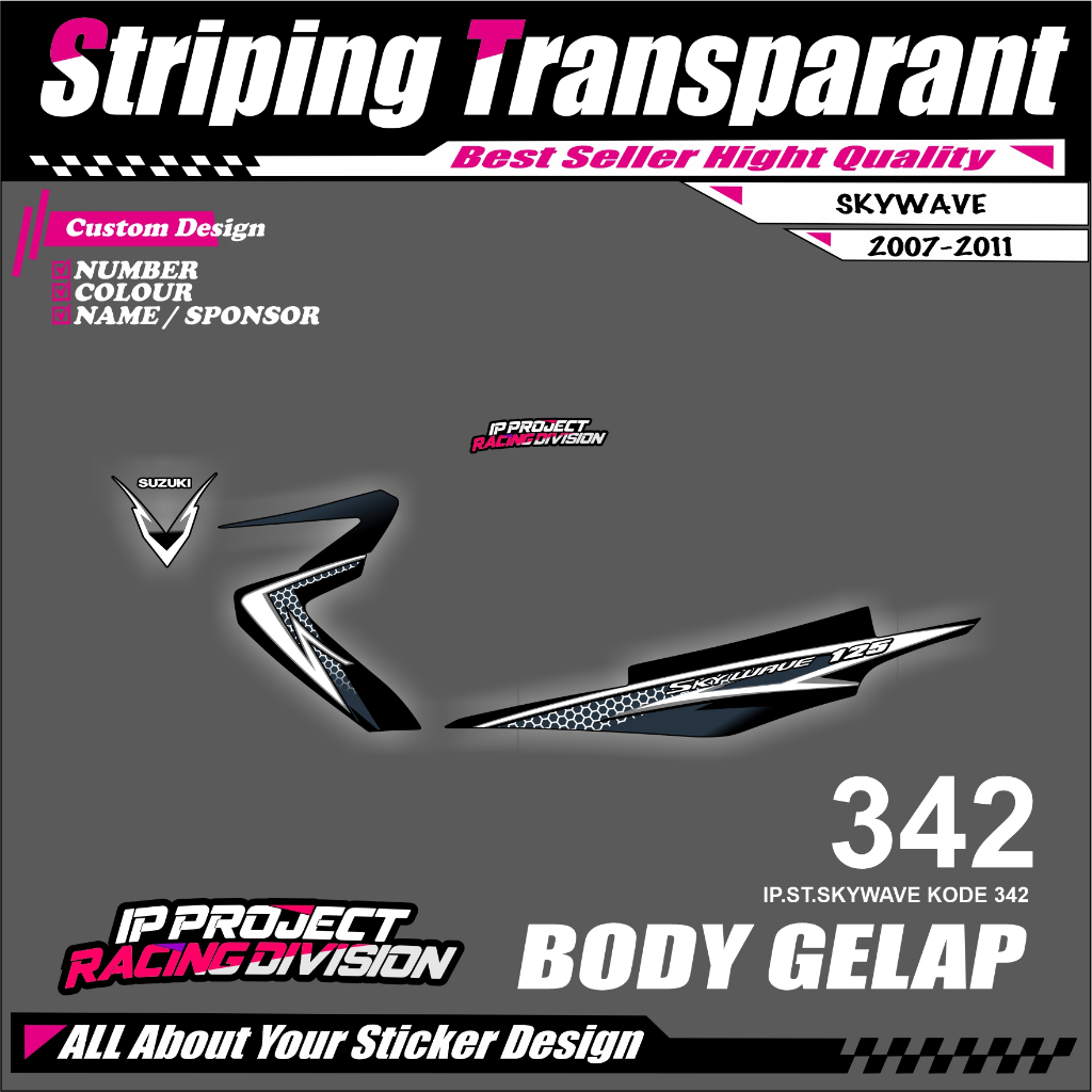 SKYWAVE 2007-2011 (COD) STIKER STRIPING MOTOR SUZUKI SKYWAVE HOLOGRAM DAN TRANSPARAN