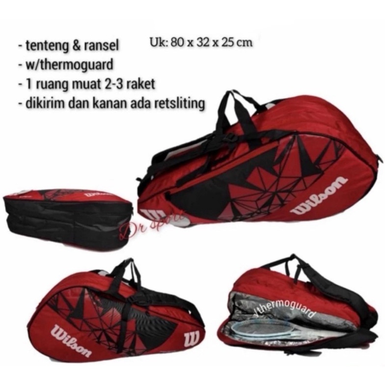 KODE U3U2 ASWLBTK Tas raket tenis R2 WL thermoguard big size ada kantong sepatu
