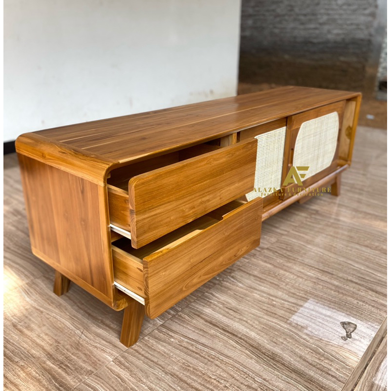 buffet minimalis rotan jati solid / buffet jati / buffet custom rotan jati