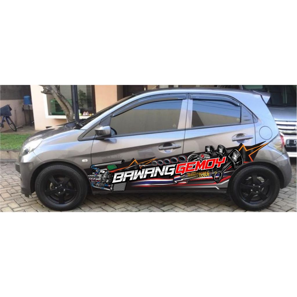 Decal Sticker Mobil brio new Agya Ayla Jazz Brio Yaris Body Samping Free Custom Nama stiker livery m
