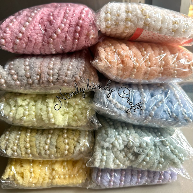 10YARD - 1 ROLL RENDA SERUT MUTIARA - RENDA MUTIARA - RENDA SERUT