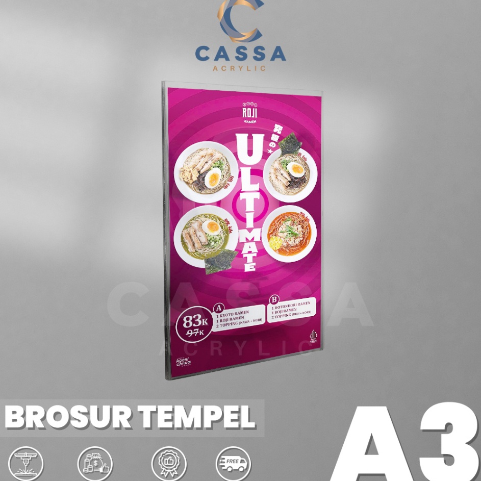 

Murah nampol Tempat Brosur Tempel Sign Holder Acrylic Akrilik Dinding A3