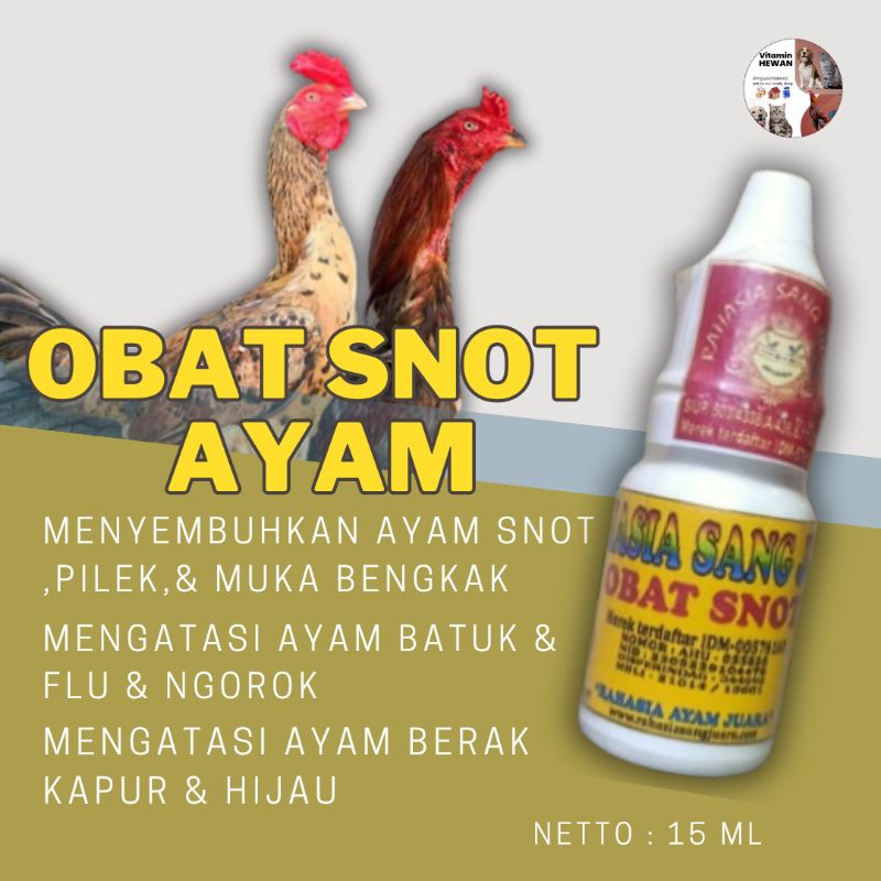 OBAT SNOT AYAM - OBAT GOHAM AYAM Menyembuhkan Snot Pilek Muka Bengkak Ayam 15 ml
