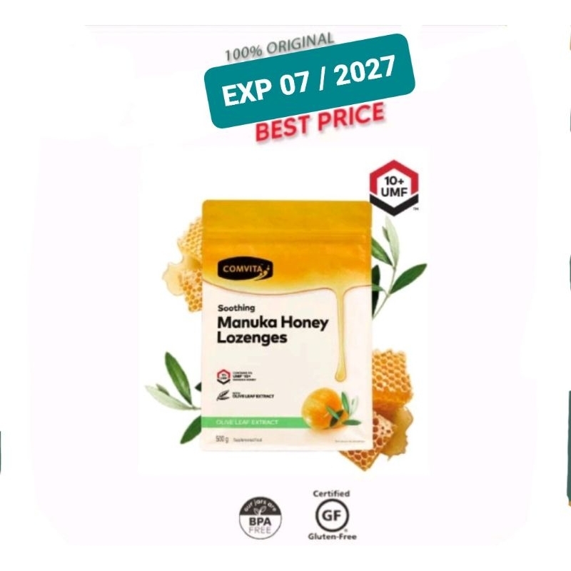 

Comvita® Manuka Honey Lozenges with Olive Leaf 40 Lozenges 180g Permen Pelega Tenggorokan Zesty Lemon Flavour