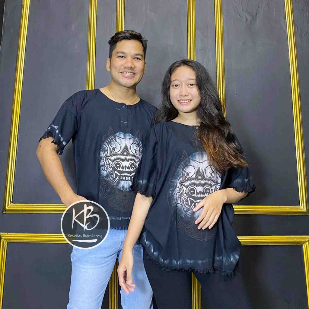 Original - baju barong bali polos khusus hitam pria dan wanita - kaos bali - baju pantai
