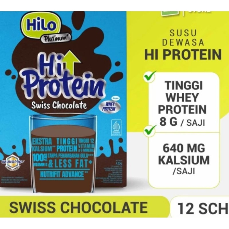 

Hilo platinum Hi-Protein Swiss Chocolate 420 gram cokelat