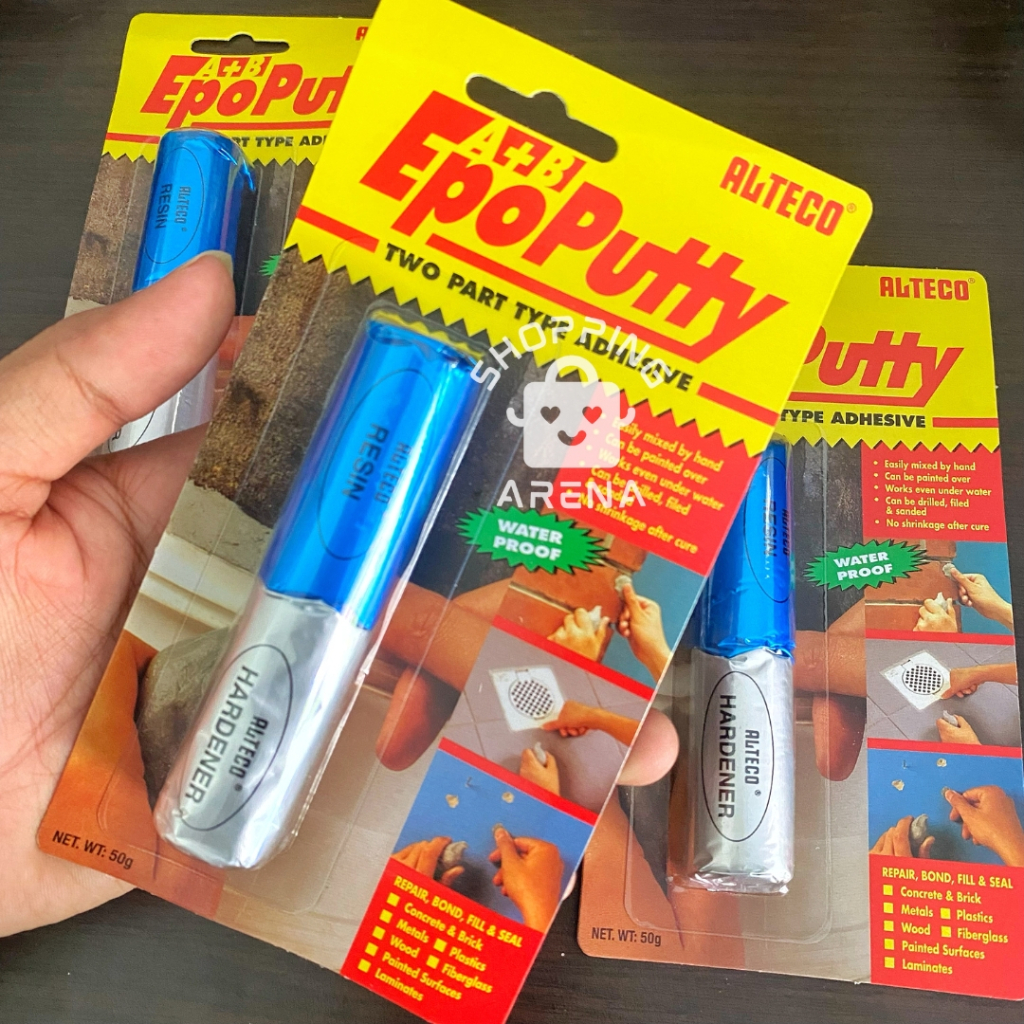 Alteco Lem Serbaguna EPO PUTTY Kemasan 50gram Lem Resin Epoxy Tambal Botol Plastik Kayu Besi PVC Fib