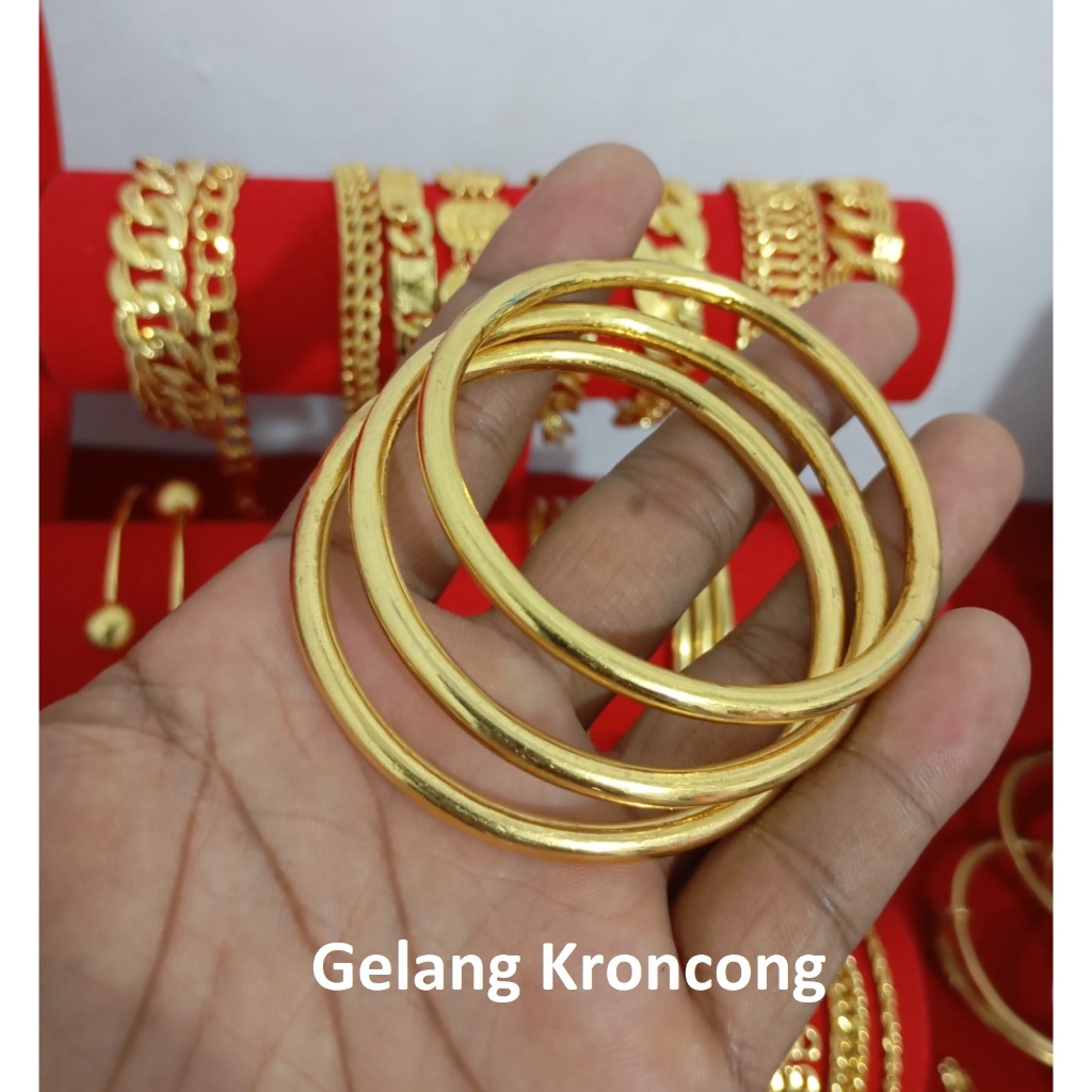 Gelang Keroncong Lapis Emas Kristal Tahan Pakai Harian