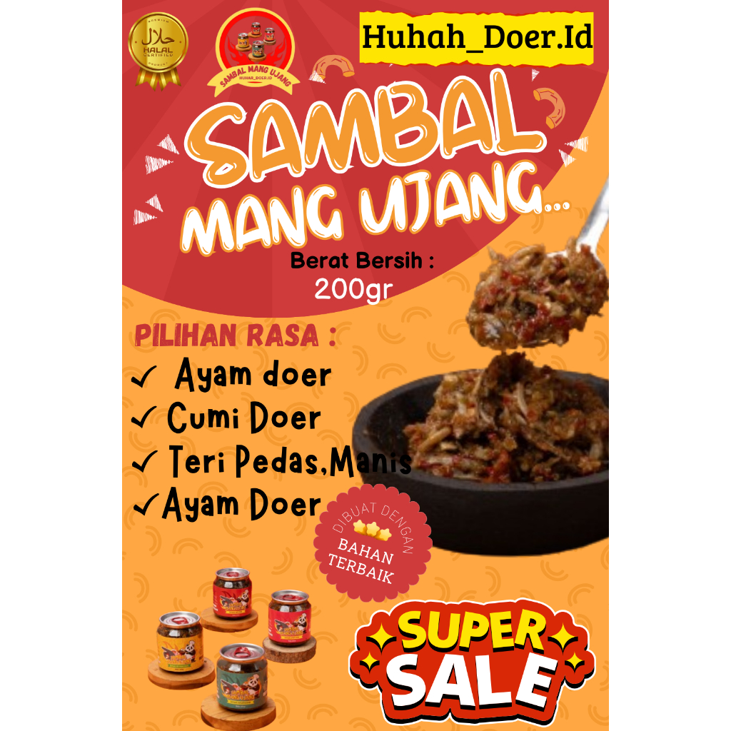 

Sambel Pedas Doer 4 Varian Ayam Doer, Cumi Doer, Teri Pedas Manis, Bandeng Doer