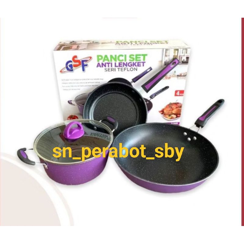 panci set gsf G-2429 warna merah dan ungu tanpa spatula
