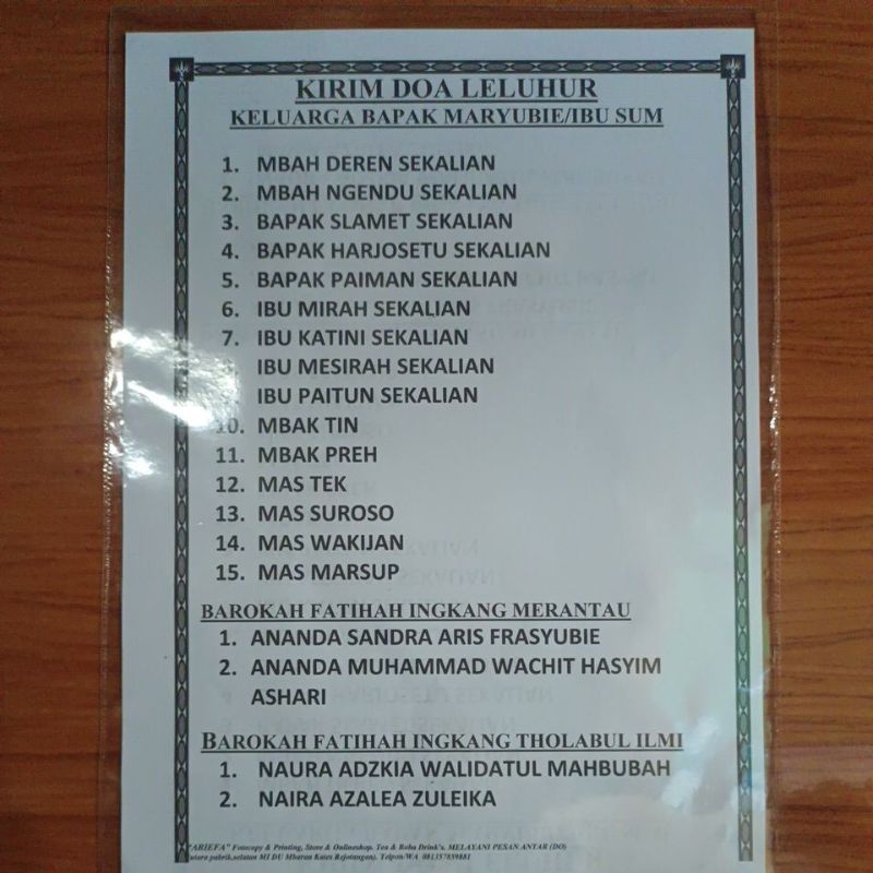 

ketikan kirim do'a leluhur keluarga sudah dimika