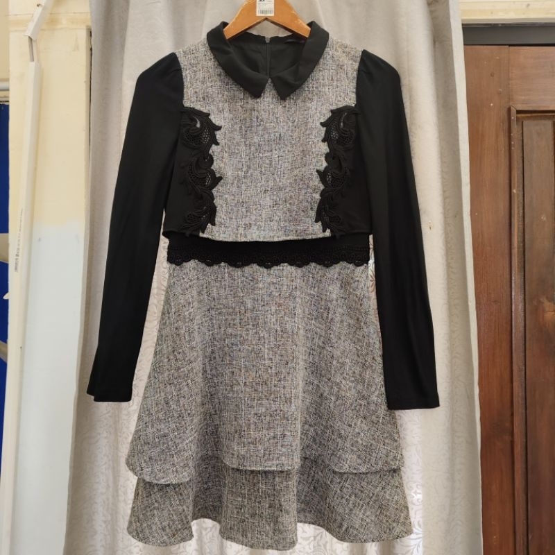 Tunik/Atasan Semi Tweed soup Wanita Abu
