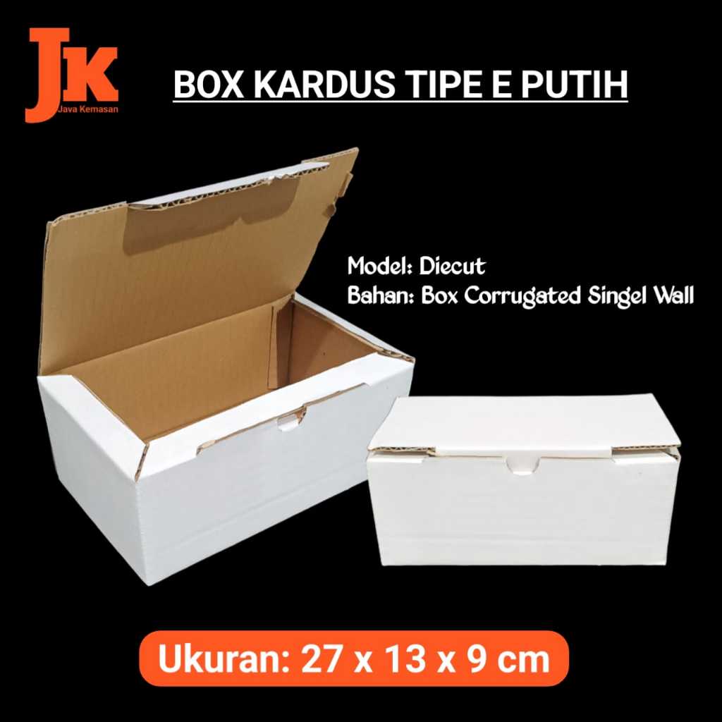 

KARDUS E PUTIH KOTAK BOX KARTON CORRUGATED DIECUT PUTIH KECIL POLOS TEBAL PACKING SEPATU PAKET ACSESORIS SOUVENIR