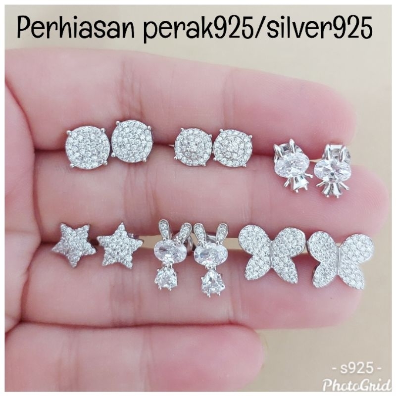 GIWANG / ANTING TUSUK PERAK 925 LAPIS MAS PUTIH GIWANGNEW