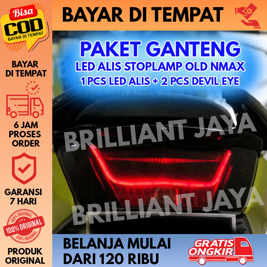 LAMPU ALIS STOPLAMP LAMPU BELAKANG NMAX OLD BONUS DEVIL EYE TIDAK BERBINTIK MURAH 1PCS LED + 1 DEVIL