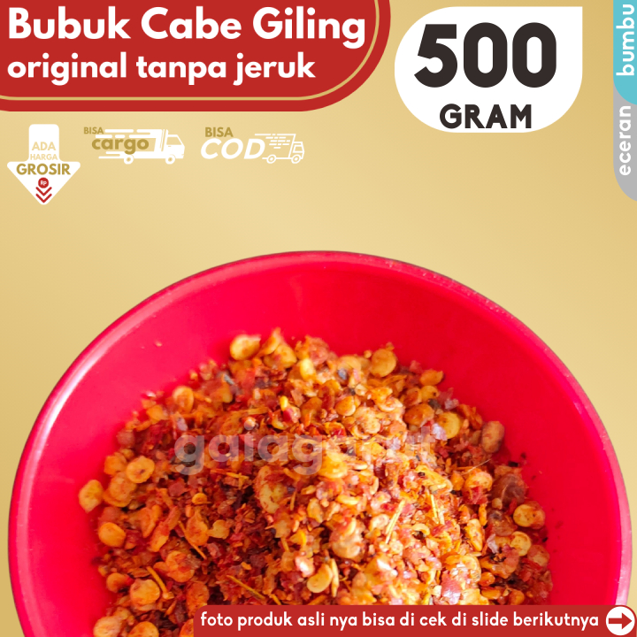 

Bumbu CABE Bubuk Kasar rasa POLOS 500g by GG (Bisa COD/Grosir/Kargo)