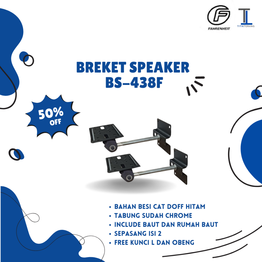 Fahrenheit - Breket Speaker Dinding Tembok Bracket BS-438F Beban Hingga 50 kg