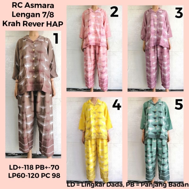 Setelan RC Asmara Bisban Krah Rever Lengan 7/8 HAP Piyama Adem Busui Friendly BU TEJO KMBJ + UBR2